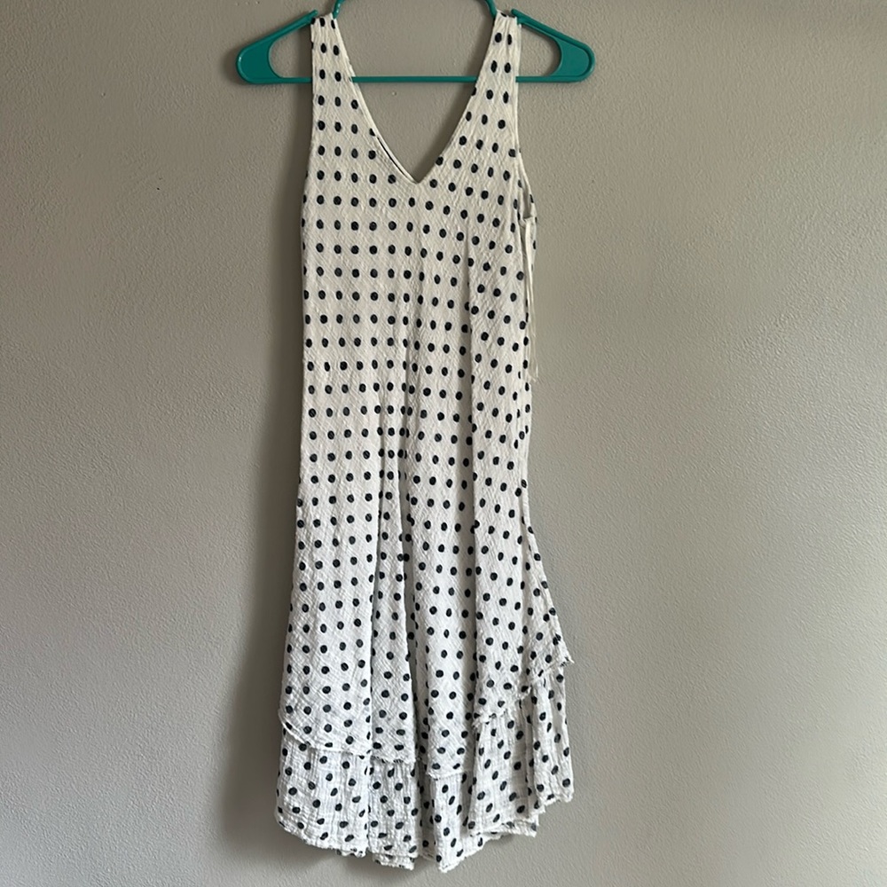 Black and white polka dot tank dress